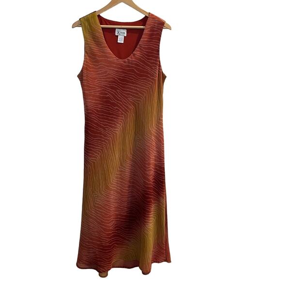 Y2K Abstract Rainbow Print Midi dress Size 14 Phoebe Ombre Artsy Fairy - Picture 1 of 5